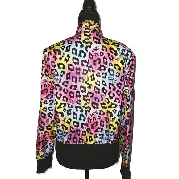 Abbey Dawn by Avril Lavigne Windbreaker Jacket Colorful Cheetah Print Small Rare - Picture 11 of 16